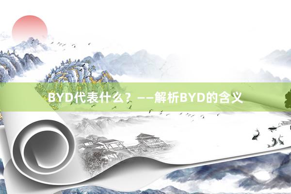 BYD代表什么？——解析BYD的含义